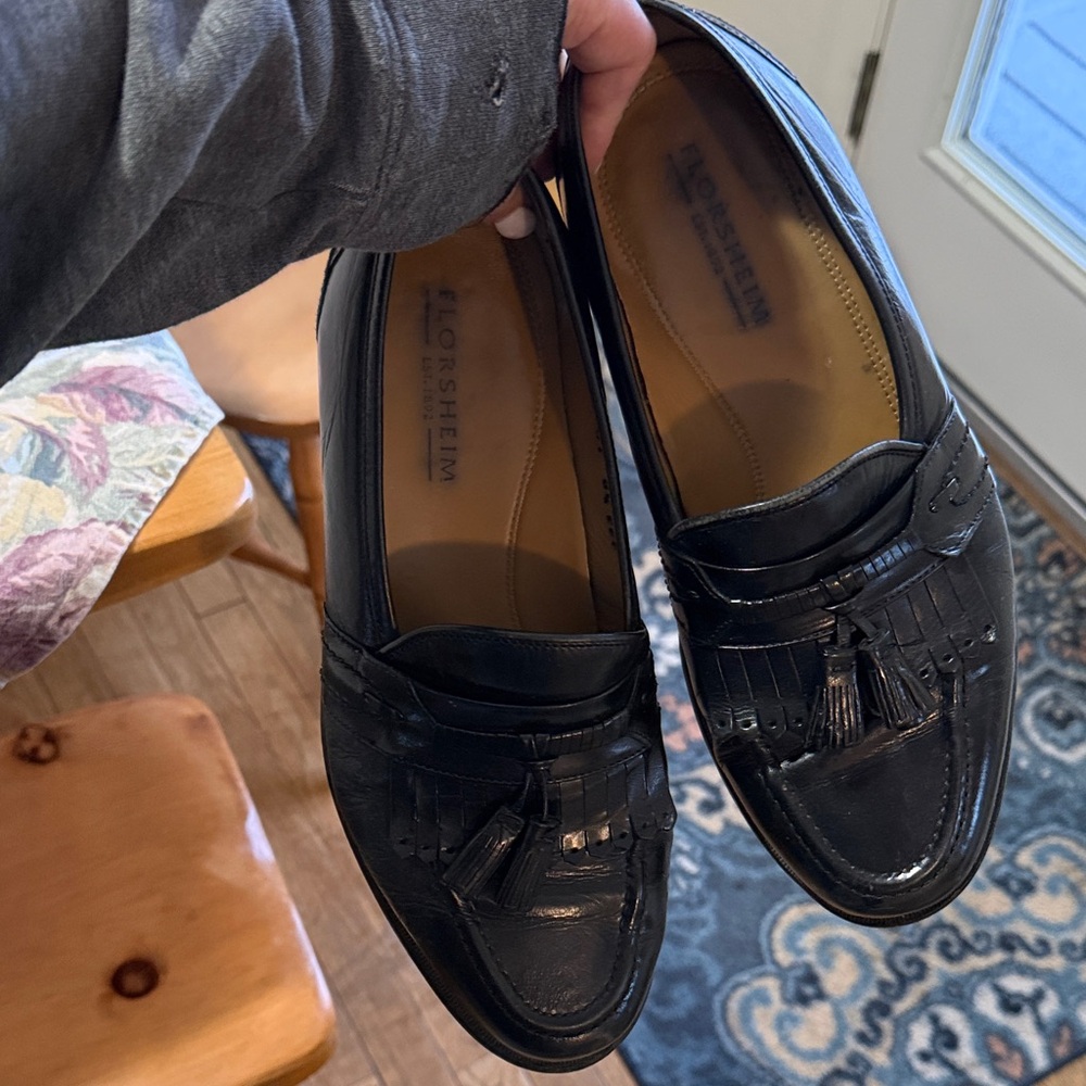 Florsheim Black Tassel Leather Penny Loafers